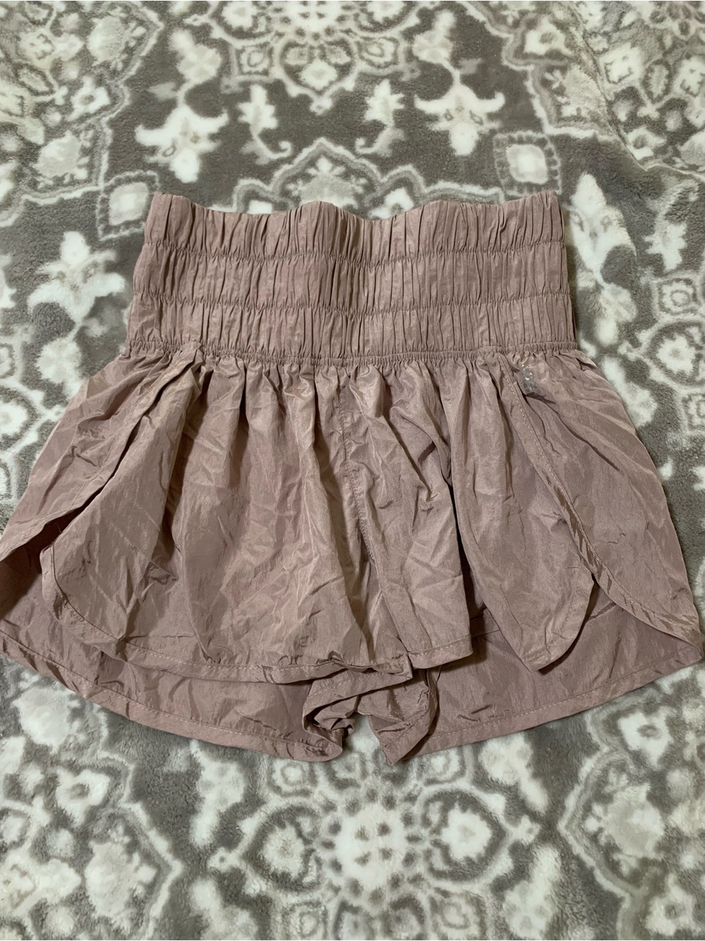 Free People Movement Women's Smocked Waist Ruffle Shorts - Dusty Rose